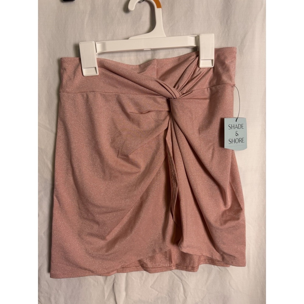 Shade Shore Women Pink Shimmer Sparkle Twist Front Swimsuit CoverUp Sz S 4/6 NWT